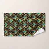 Goud en blauw Art Deco-patroon op zwart Bad Handdoek (Handdoek)
