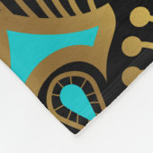 Goud en blauw Art Deco-patroon op zwart Fleece Deken (Hoek)