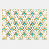 Goud en blauw Art Deco-patroon op zwart Inpakpapier Vel (Voorkant 2)