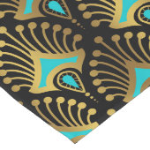 Goud en blauw Art Deco-patroon op zwart Lange Tafelloper (Hoek)