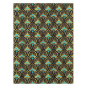Goud en blauw Art Deco-patroon op zwart Tafelkleed (Voorkant)