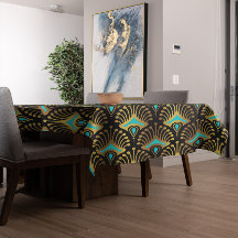 Goud en blauw Art Deco-patroon op zwart