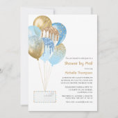 Goud en blauw Baby of Vrijgezellenfeest per post Kaart (Voorkant)