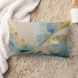 Goud en blauw blad abstract kussen