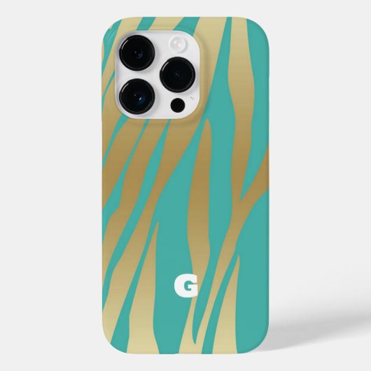 Goud en blauw Blauwgroen Case-Mate iPhone Case (Achterkant)