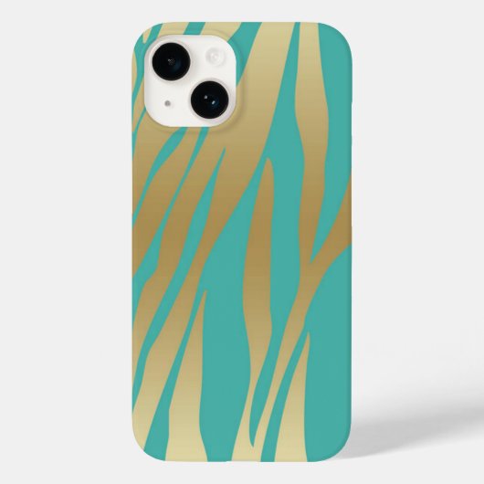 Goud en blauw Blauwgroen Case-Mate iPhone Case (Achterkant)