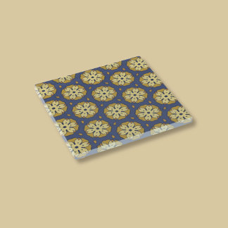 Goud en Blauw Bloemen en Teardrop Patroon Glazen Onderzetter
