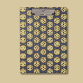 Goud en Blauw Bloemen en Teardrop Patroon Klembord