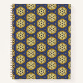 Goud en Blauw Bloemen en Teardrop Patroon Notitieboek (Voorkant)