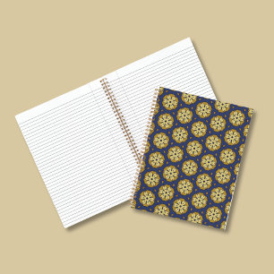 Goud en Blauw Bloemen en Teardrop Patroon Notitieboek