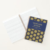 Goud en Blauw Bloemen en Teardrop Patroon Notitieboek (Binnen)