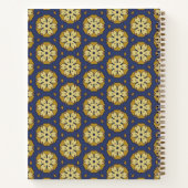 Goud en Blauw Bloemen en Teardrop Patroon Notitieboek (Achterkant)
