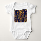 Goud en blauw, bloemig naadloos patroon. romper (Voorkant)