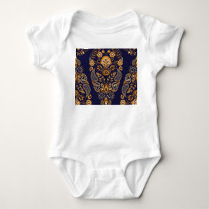 Goud en blauw, bloemig naadloos patroon. romper