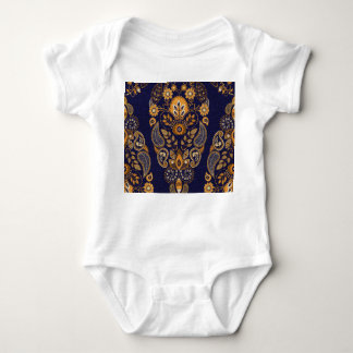 Goud en blauw, bloemig naadloos patroon. romper