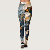 Goud en Blauw Botanisch Leggings (Achterkant)