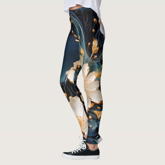 Goud en Blauw Botanisch Leggings (Links)