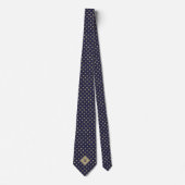 Goud en Blauw Classy Kat Monogram Stropdas (Voorkant)