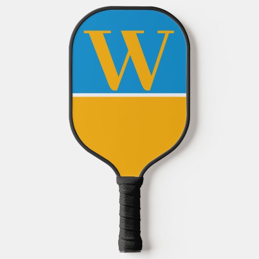 Goud en blauw College Monogram Pickleball Paddle (Voorkant)