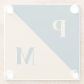 Goud en blauw contrasten aangepaste initialen glazen onderzetter (Achterkant)