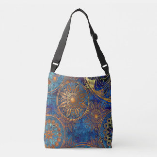 Goud en blauw crossbody tas