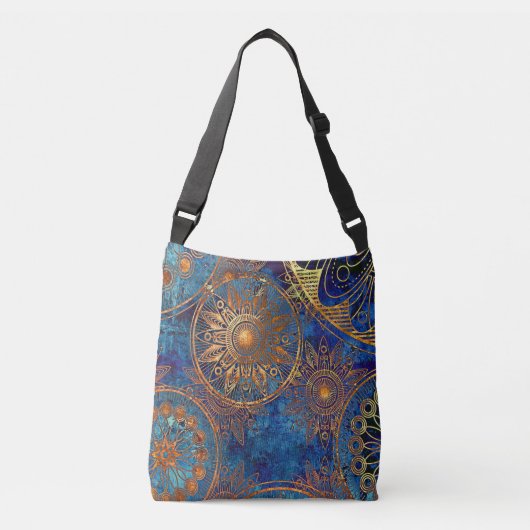 Goud en blauw crossbody tas (Voorkant)