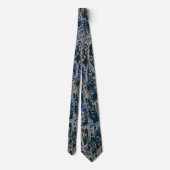 Goud en Blauw Curvy Line Patroon Stropdas (Achterkant)