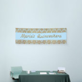Goud en blauw Damask Celebration Banner (Beurs)