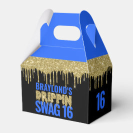 Goud en Blauw Druipende Swag 16 Verjaardag Bedankdoosjes