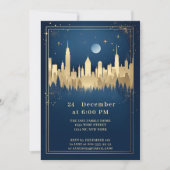 Goud en Blauw elegant Kerstfeest Kaart (Voorkant)