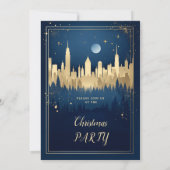 Goud en Blauw elegant Kerstfeest Kaart (Achterkant)