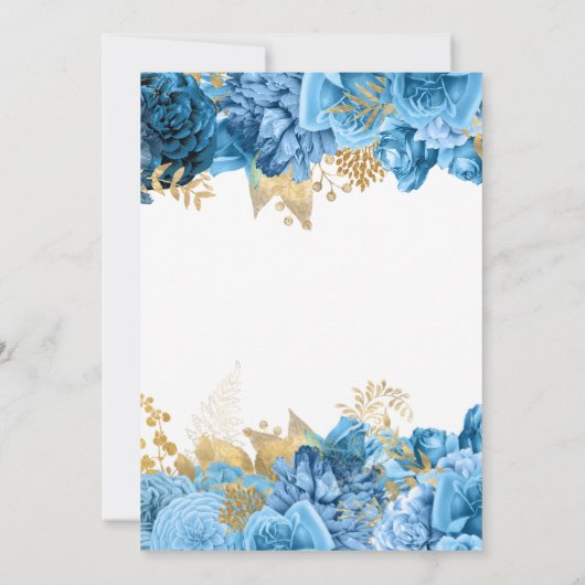 Goud en blauw Floral Borders 60e verjaardag Kaart (Achterkant)