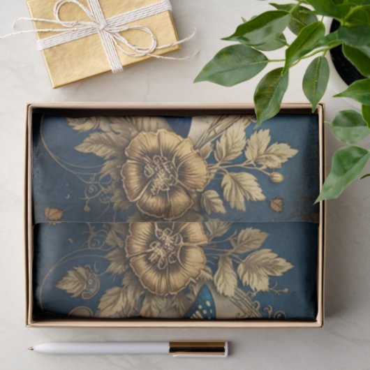 Goud en blauw gelaagd vlinder tissuepapier (Geschenk)