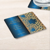   goud en blauw gelooid Jubileum Kartonnen Onderzetters (Schuin)