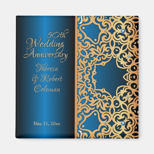   goud en blauw gelooid Jubileum Magneet (Voorkant)