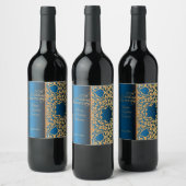 goud en blauw gelooid Jubileum Wijn Etiket (Flessen)