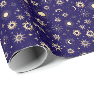 Goud en Blauw Hemels Cadeaupapier