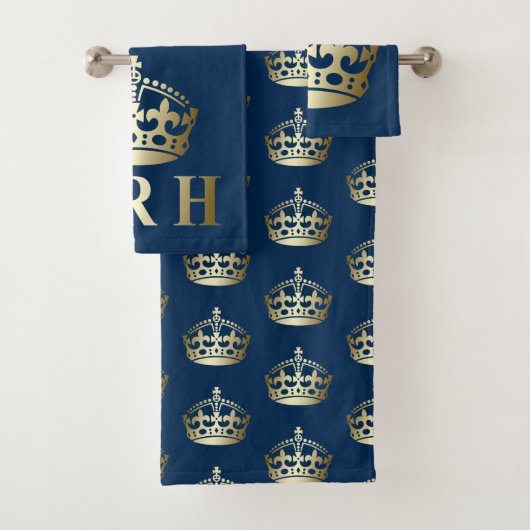 Goud en blauw HRH Royal Highness Crown Bad Handdoek (Insitu)
