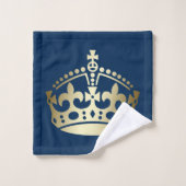 Goud en blauw HRH Royal Highness Crown Bad Handdoek (Wasdoekje)