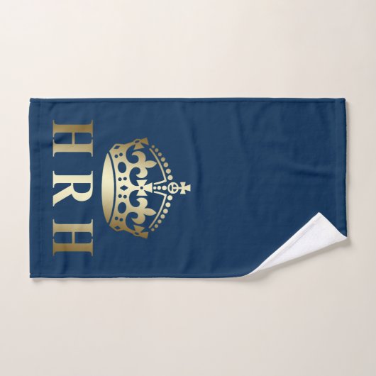 Goud en blauw HRH Royal Highness Crown Bad Handdoek (Handdoek)