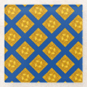Goud en Blauw Kruis Glazen Onderzetter (Voorkant)