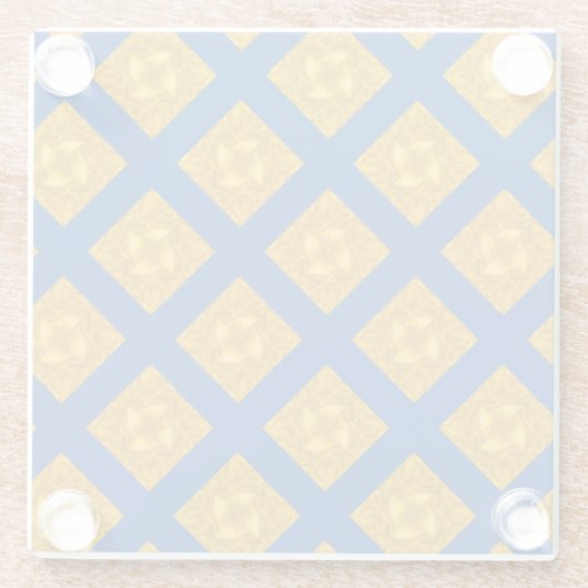 Goud en Blauw Kruis Glazen Onderzetter (Achterkant)