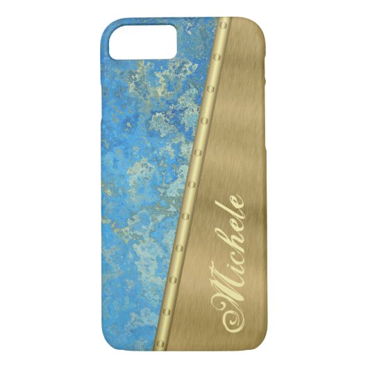 Goud en blauw kwarts Case-Mate iPhone case (Achterkant)