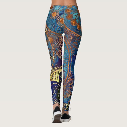 Goud en blauw leggings (Achterkant)