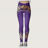 Goud en blauw Leggings (Voorkant)
