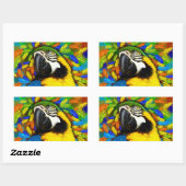 Goud en blauw Macaw Parrot FantaRechthoek Stickers (Vel)