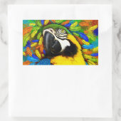 Goud en blauw Macaw Parrot FantaRechthoek Stickers (Tas)