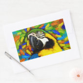 Goud en blauw Macaw Parrot FantaRechthoek Stickers (Envelop)