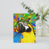 Goud en blauw Macaw Parrot Fantasy Briefkaarten (Staand voorkant)