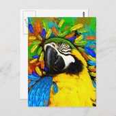 Goud en blauw Macaw Parrot Fantasy Briefkaarten (Voorkant / Achterkant)